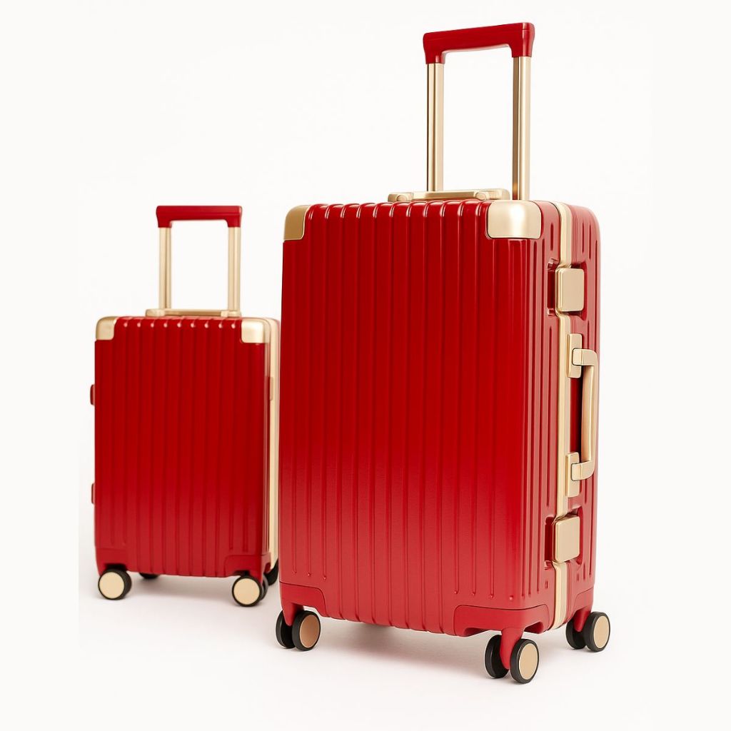 Kit 2 Malas Resistente Alta Qualidade Para Viagem Tamanho  Material  ABS Vermelha Envio Imediato