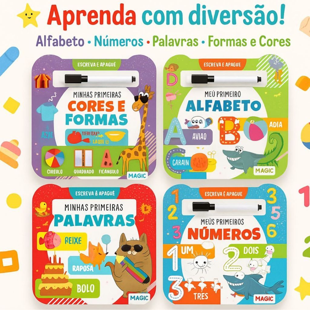 Kit 1/4 Livro de Atividade Caligrafia Letra Cursiva Infantil Com Caneta Mágica Escreva E Apague em Oferta na Shopee
