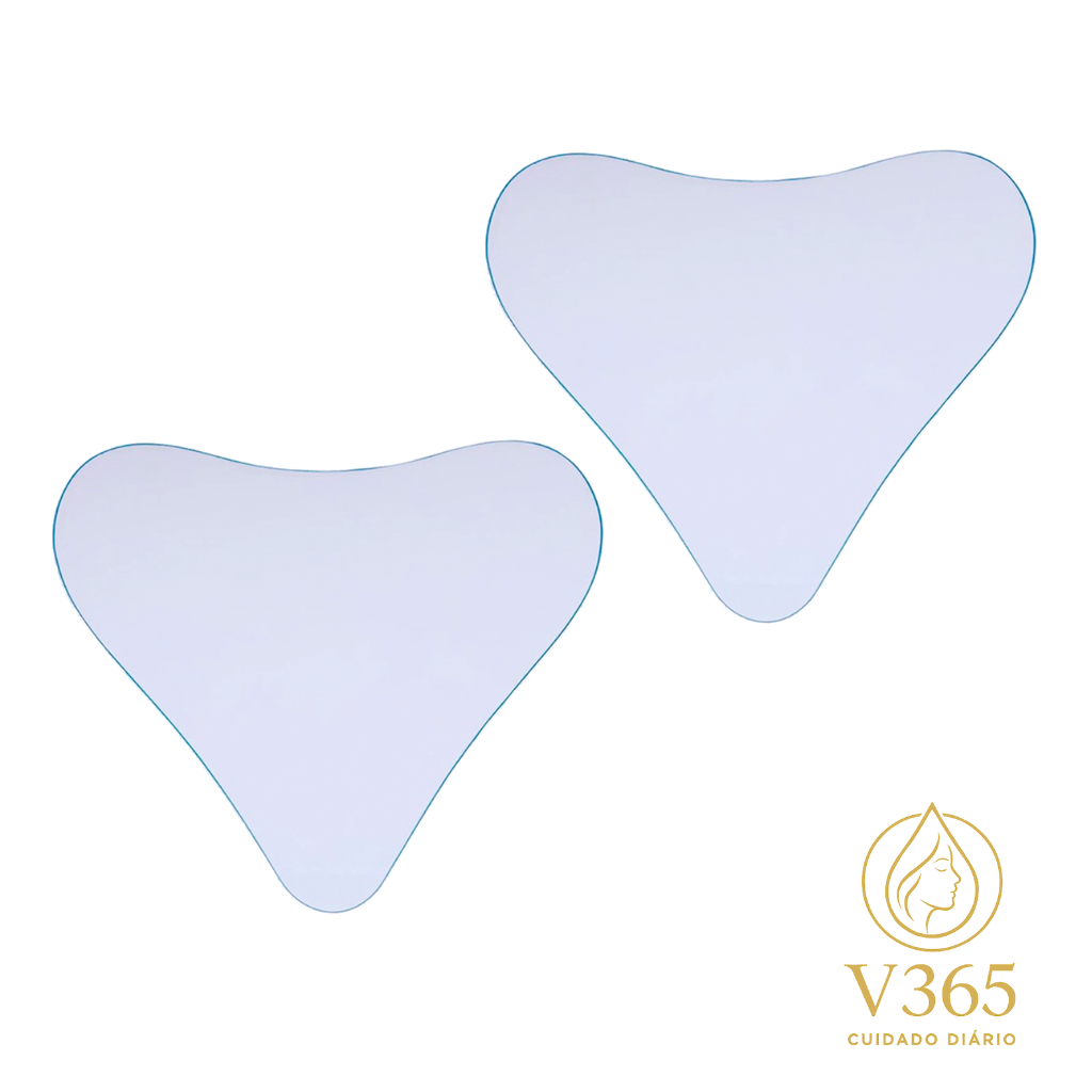 Kit com 2 Adesivos Anti Rugas de Silicone Triângulo Incolor para Colo Placa Protetora e Suavizante com Skin Care