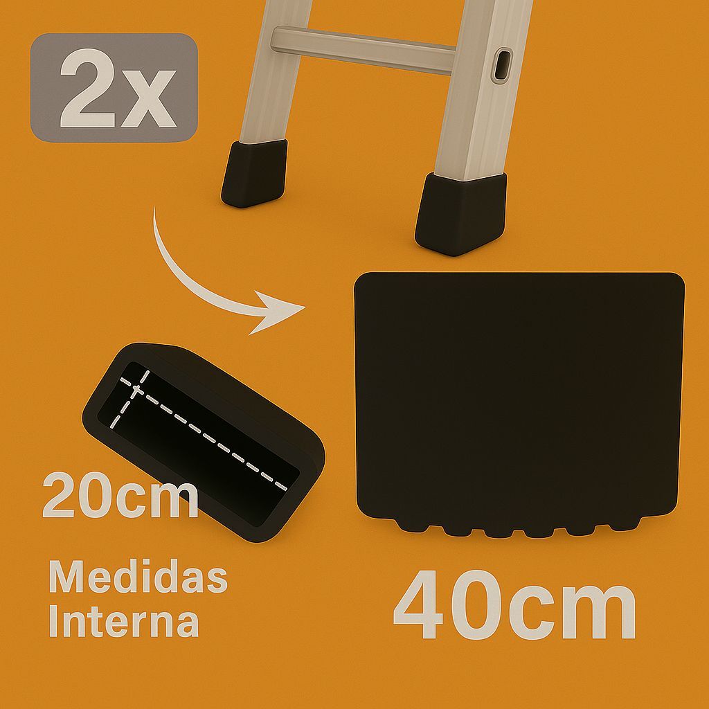 2x Ponteira Pé Borracha Sapata Para Escada De Aluminio 20x40