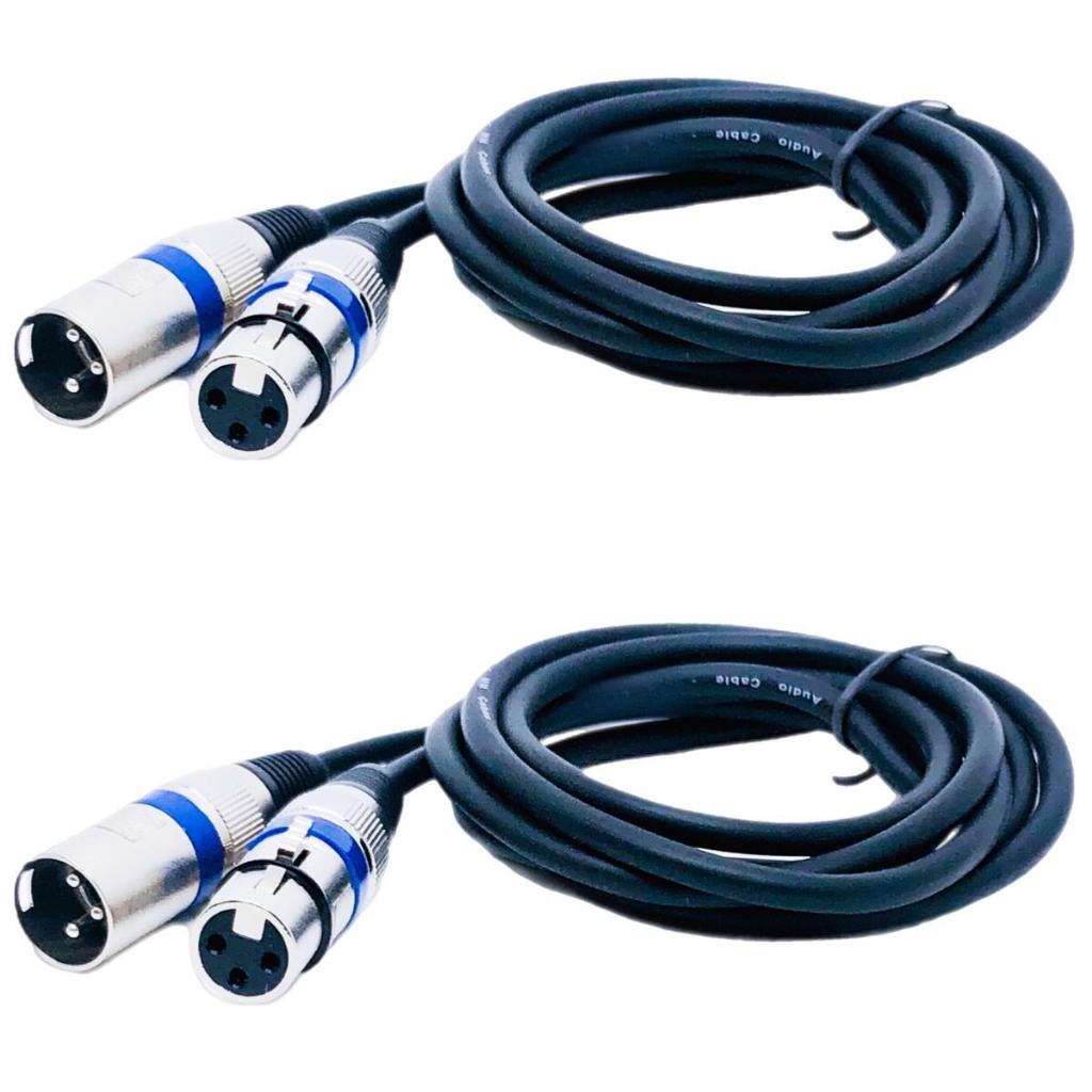 Kit 2 Cabo Microfone Xlr Canon Macho X Femea Balanceado Dmx Bm800 1 Metro