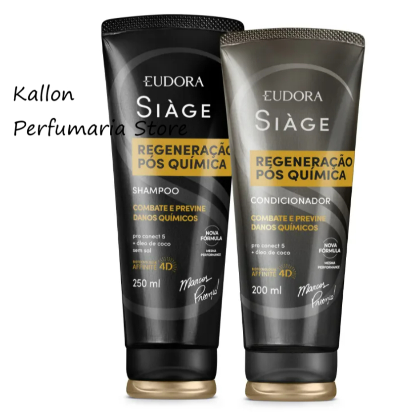 Kit Siàge Regeneração Pós Química: Shampoo 250ml + Condicionador 200ml, Eudora, cabelos Quebradiços
