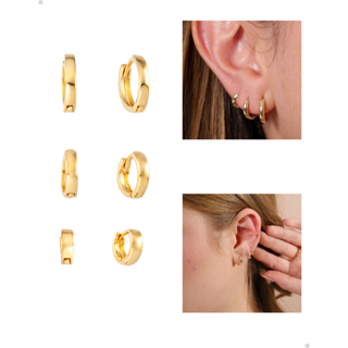 Kit De Brinco Trio Com 3 Argolas 1 2 3 Furo Banhada Ouro 18 em Oferta na Shopee