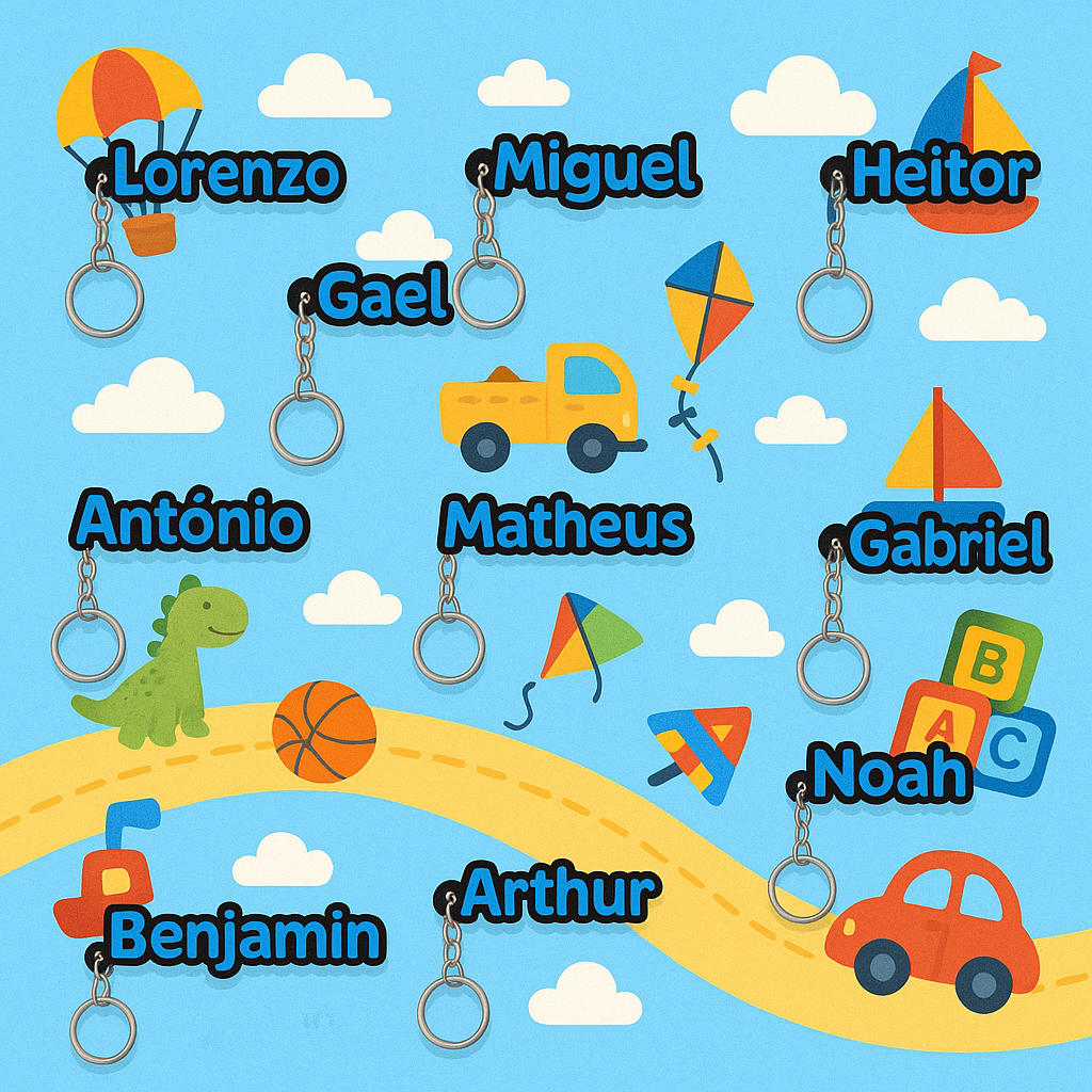 Chaveiro 3D Personalizado Nomes de Meninos - Chaveiro Masculino Para Mochila Escolar e Mala Maternidade
