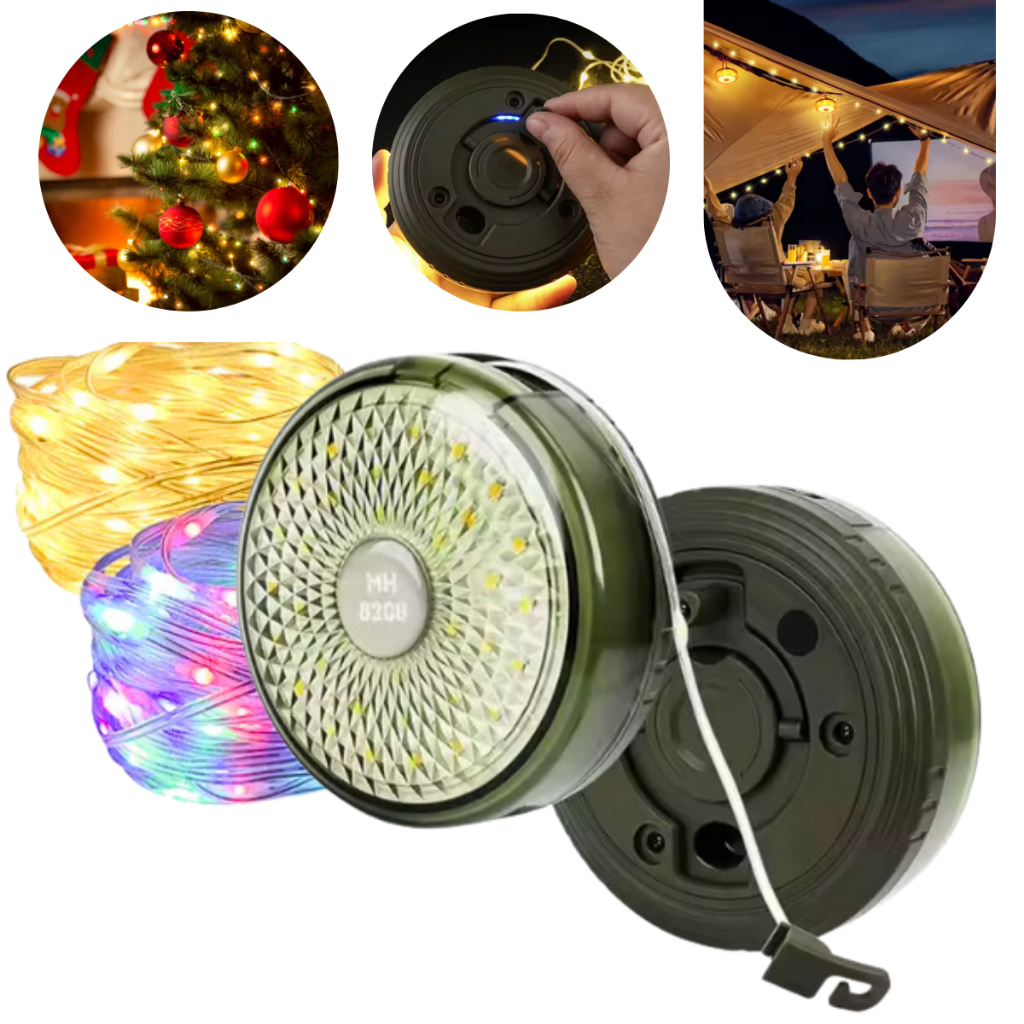 Luz De Corda Acampamento Camping Solar Barraca Pesca Pisca 10M USB Portátil Recarregável Power Bank