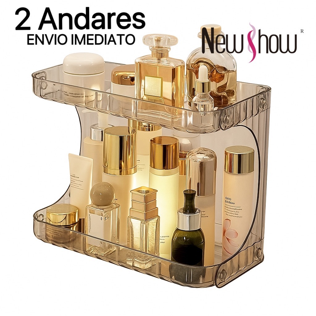 ANA1108  Organizador Prateleira Diamante Acrílico Porta Maquiagem Beleza linhas - Beauty