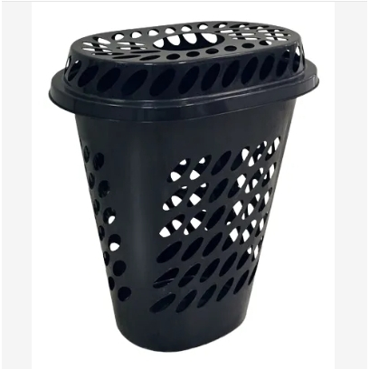 Cesto De Roupa Casa Oval 60 L Preto C/ Tampa