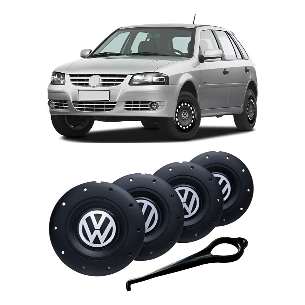 Jogo 4 Calotas Tampa Roda Ferro Vw Aro 13 14 15 Amarok Gol
