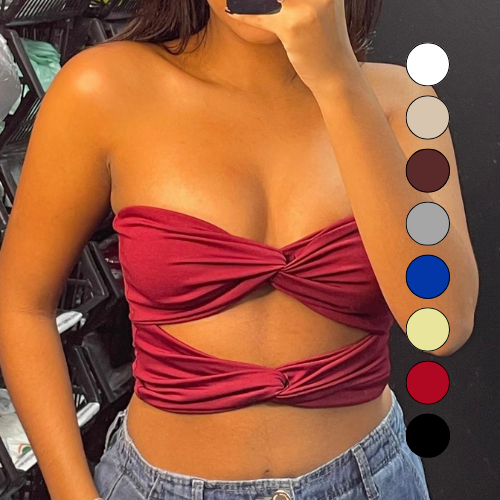 Cropped Nó Feminino Transpassado Trançado Duplo Suplex Premium Sem Bojo em Oferta na Shopee