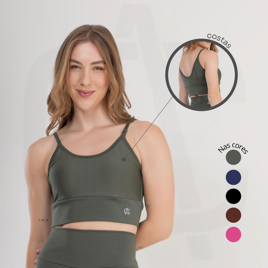 Top Decote Costas Fitness Academia Zero Transparência Conforto Moda
