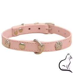 Coleira Gato Couro Legítimo Rosa Delicada Fofa Linda Passeio Minimalista Personalizada