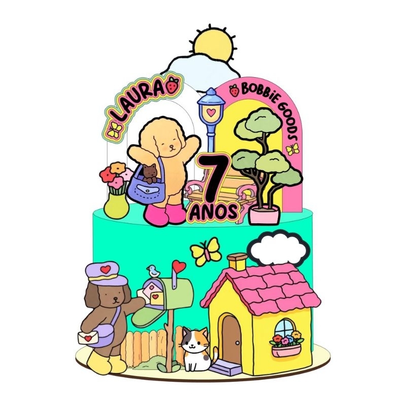 Topper / Topo de Bolo Topo de bolo Tema Bob Gude Festa Infantil Para Menino e Menina Personalizado Com Nome e Idade