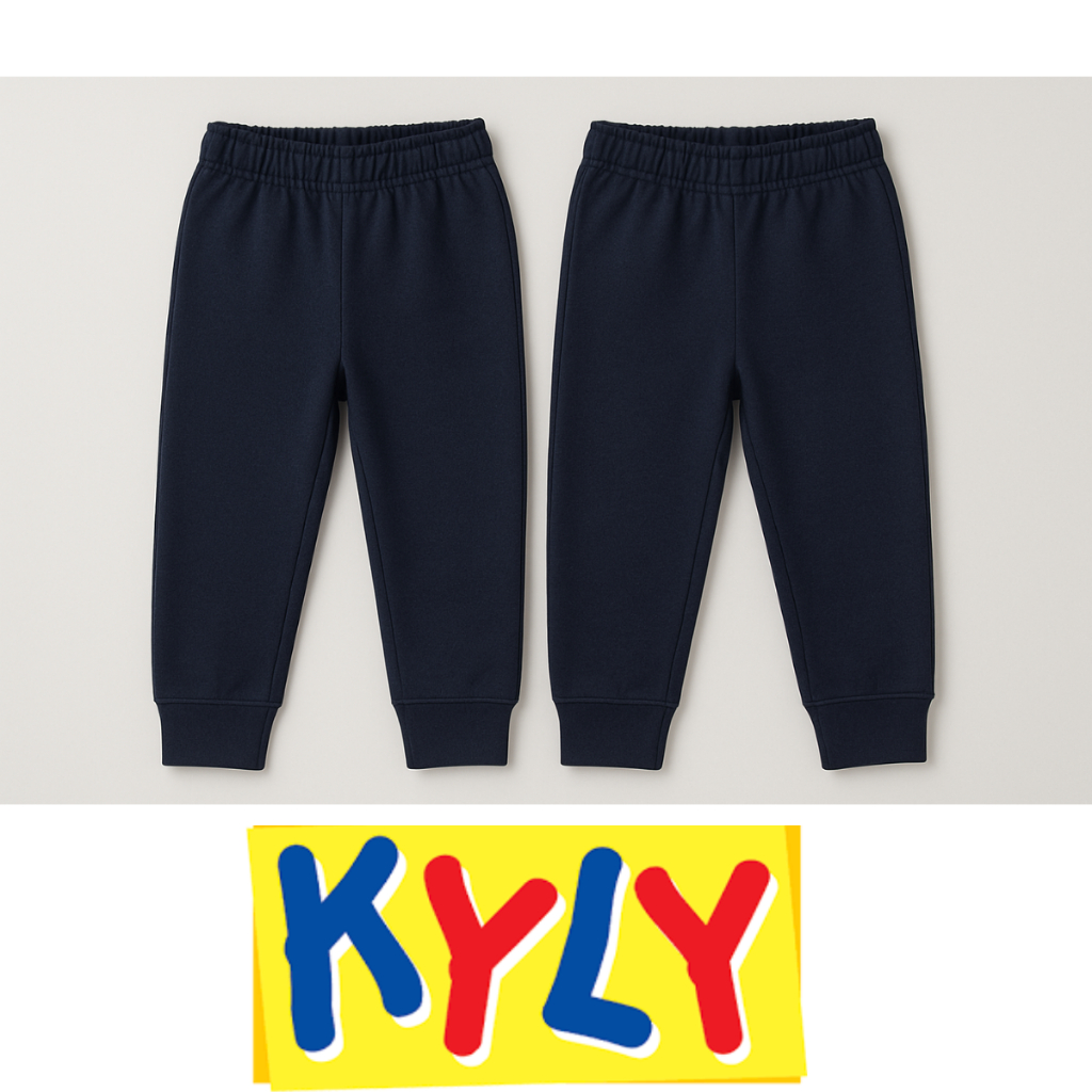 Kit 2 Calças Moletom Infantil Kyly com Punho Conforto SOMENTE AZUL MARINHO