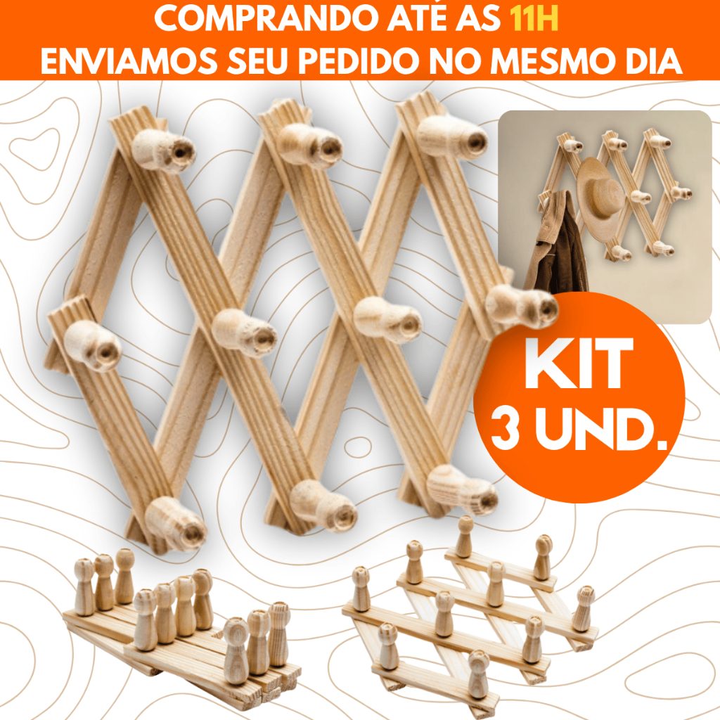 Cabideiro De Parede Estilo Sanfona Madeira Premium Sanfonado em Oferta na Shopee