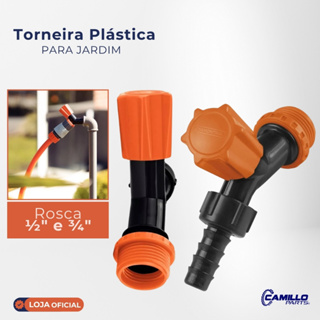 Torneira Plástica Para Jardim Tramontina Adaptador 1/2 E 3/4 Cor Preto em Oferta na Shopee