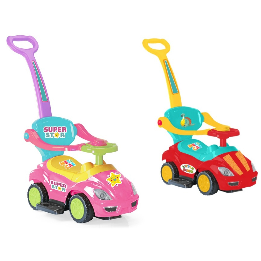 Carrinho De Passeio Bebê Infantil MegaCar Rosa ou Vermelho com Empurrador - Máximo 25kg!