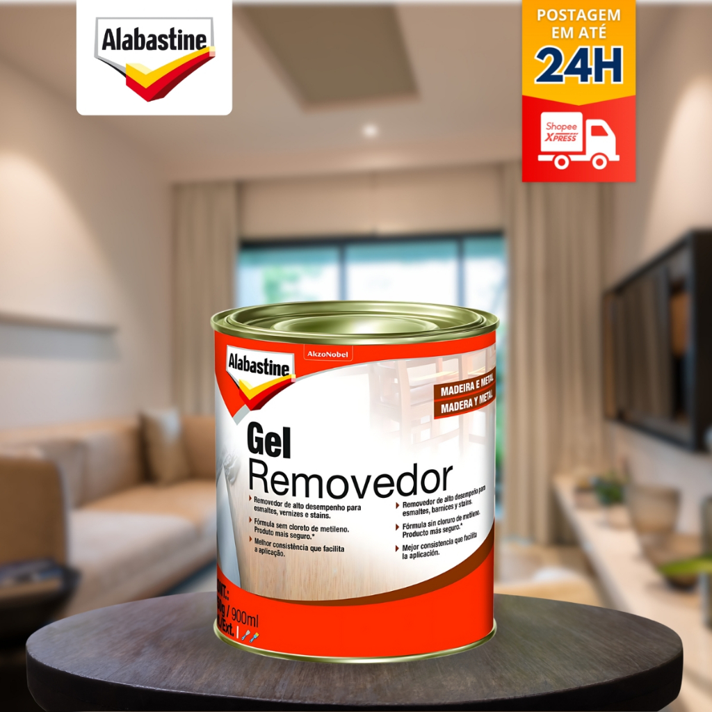 Removedor Gel para tintas vernizes e texturas para superfícies de madeiras e metais 750g Alabastine