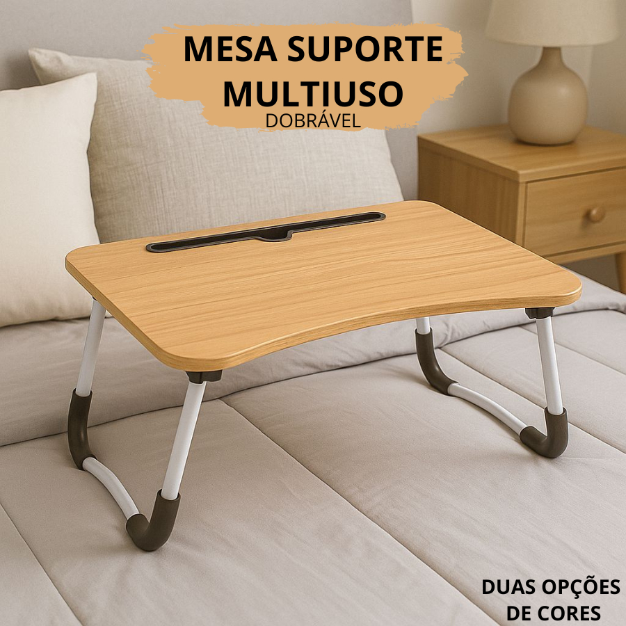 Mesa Auxiliar Dobrável P/ Notebook Em Madeira Mesa Portátil, Café da Manha,  Estudos, Home OfficE