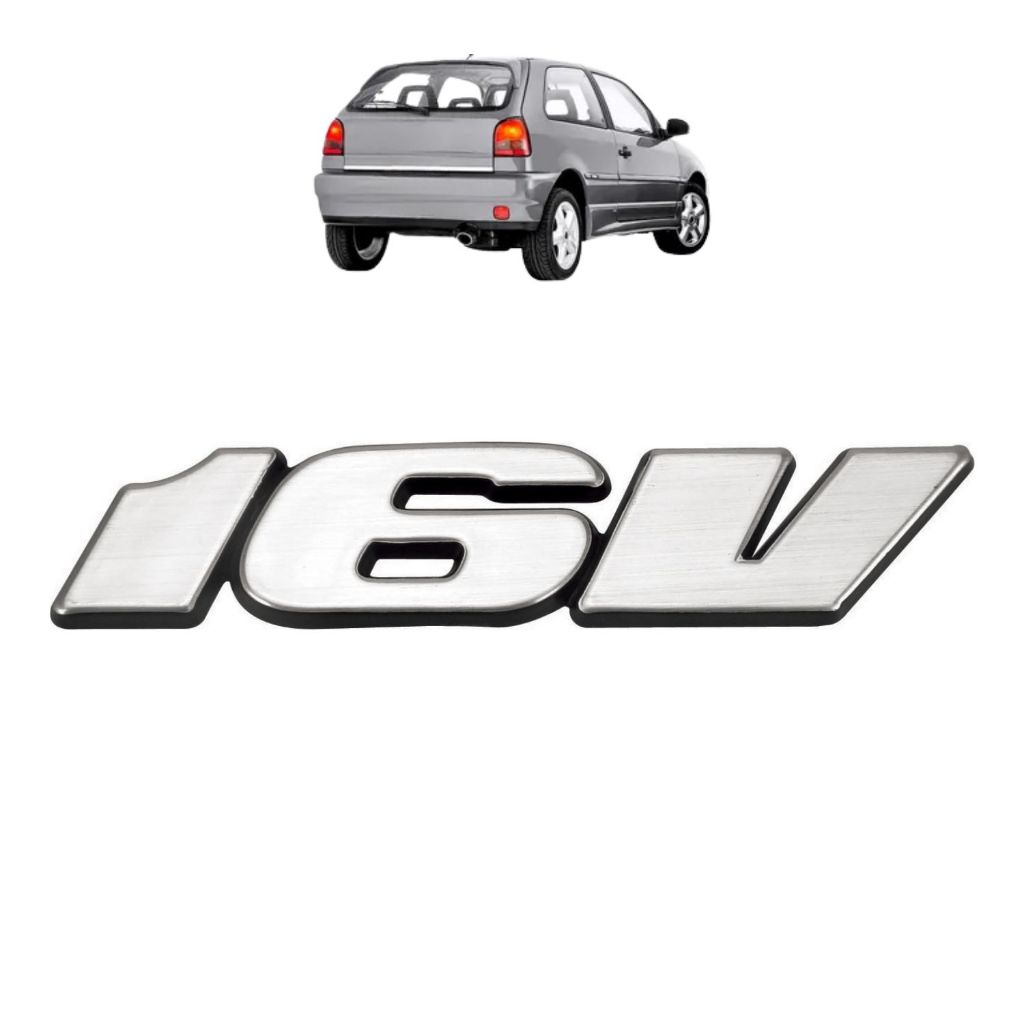 Emblema letreiro 16V – Carros Volkswagen 1996 a 1997 - Escovado