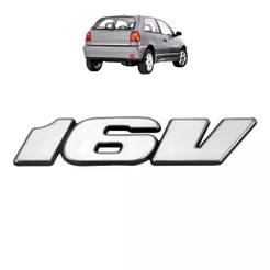 Emblema Letreiro 16V Carros Volkswagen 1996 a 1997 Escovado
