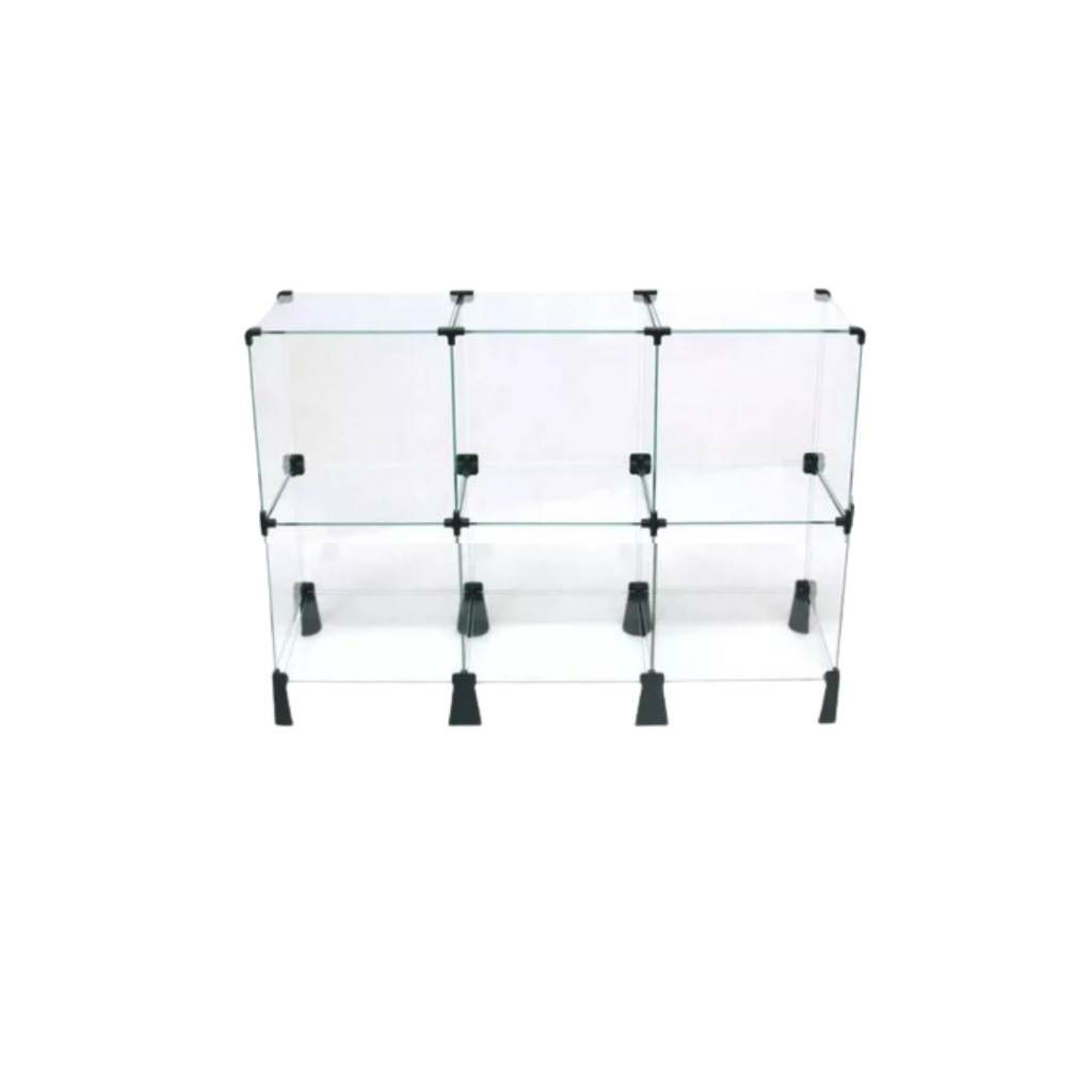Estante Balcão Vitrine 6 Nichos Em Vidro 30x30 Modulado 2A Atendimento Reforçado