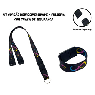 Kit Cordão Fecho Engate Rápido Neurodiversidade + Pulseira com Trava de Segurança em Oferta na Shopee