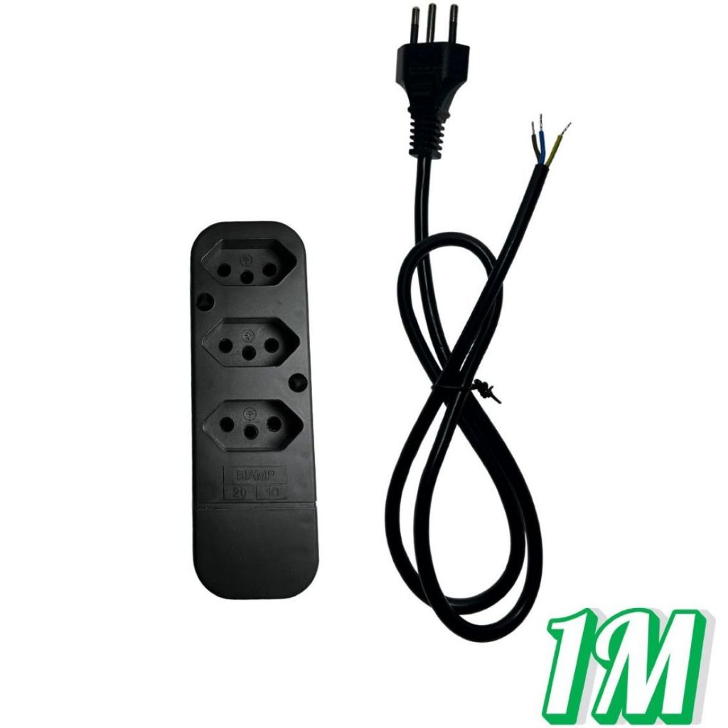 Kit 1-3 Tomada 3 Pinos  10A-20A /2200W Com Cabo  1M, 2M OU 3M Soutimes