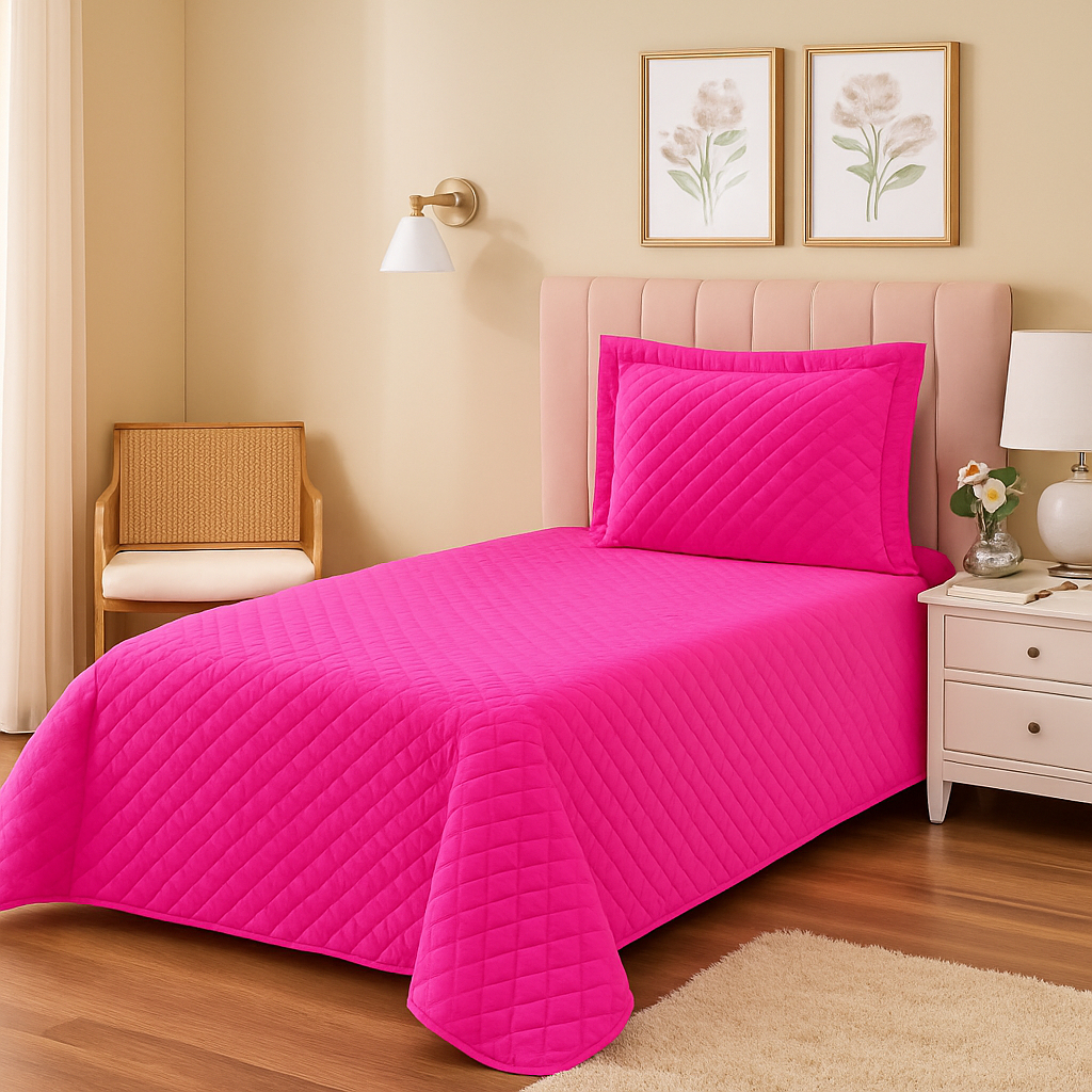 Jogo de Cama Cobre-leito Colcha 2 Peças Pink Solteiro Menina Delicado Feminino Infantil Promoção em Oferta na Shopee