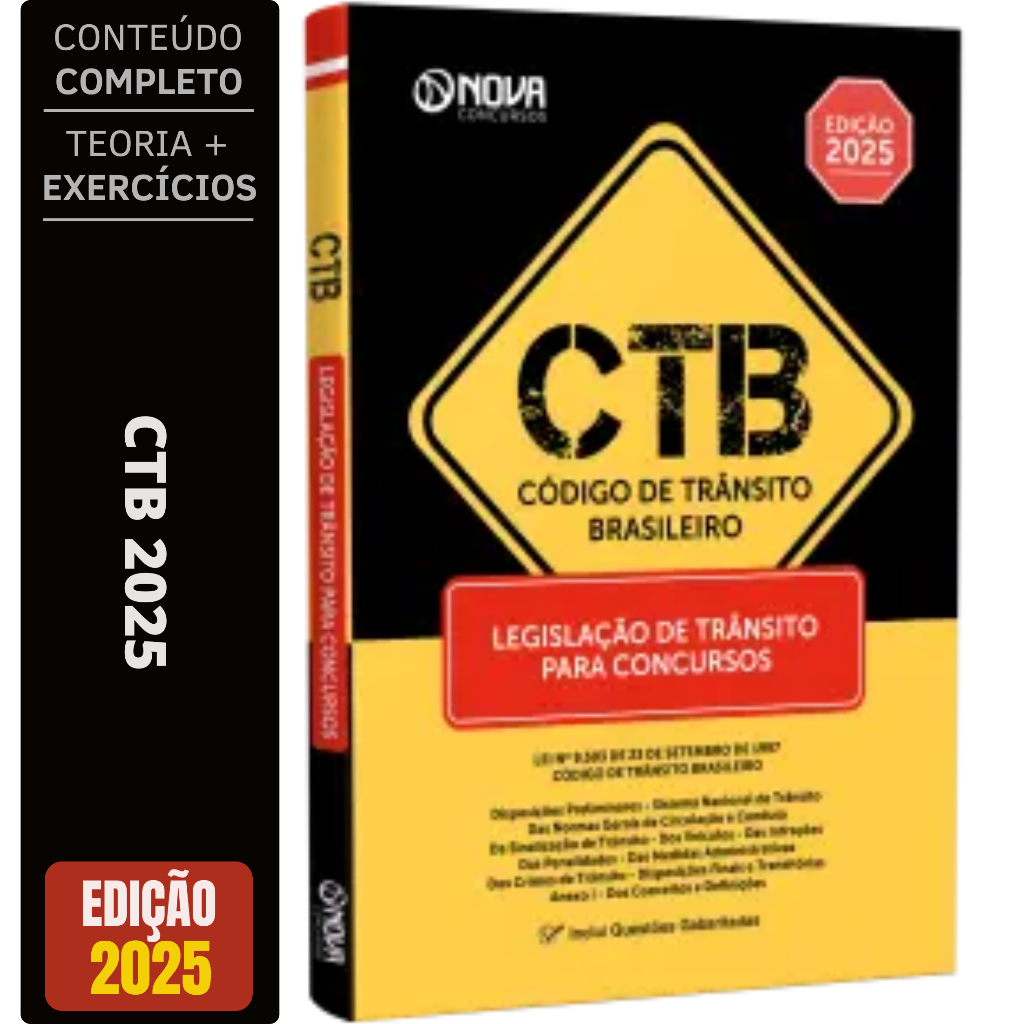 Imagem Apostila CTB 2025 - Legislação de Trânsito para Concursos - Código de Trânsito Brasileiro