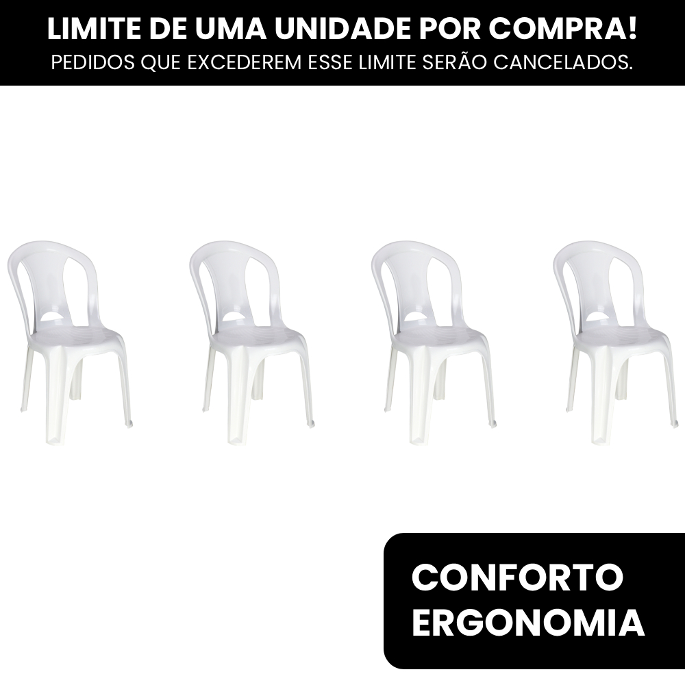 Kit 4 Cadeiras Tramontina Búzios Resistente Igreja Bar Restaurante Lanchonete Piscina Jardim Plástico em Oferta na Shopee