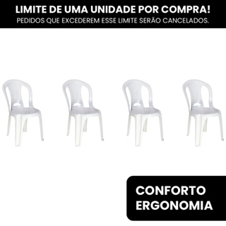 Kit 4 Cadeiras Tramontina Búzios Resistente Igreja Bar Restaurante Lanchonete Piscina Jardim Plástico em Oferta na Shopee