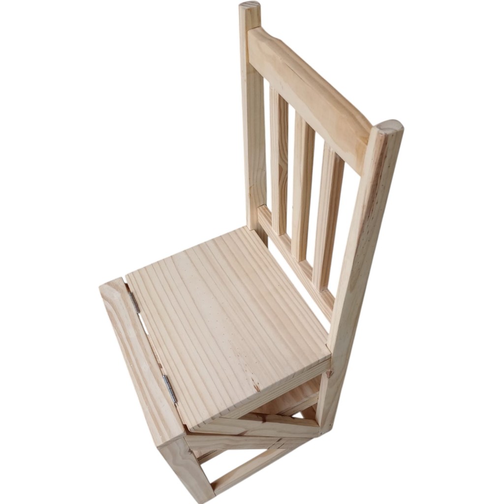 Cadeira Escada biblioteca de Madeira Natural Maciça 3 Degraus Dobrável Suporta 100KG