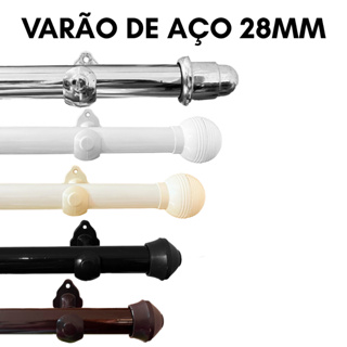 Envio Full Kit Varão de Aço ferro metal  Para Cortina 2metros 28mm Resistente (Grosso) Completo em Oferta na Shopee