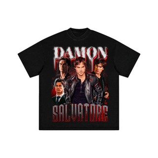 Camiseta Camisa Damon Salvatore The Vampire Diaries Unissex Basica Algodão em Oferta na Shopee