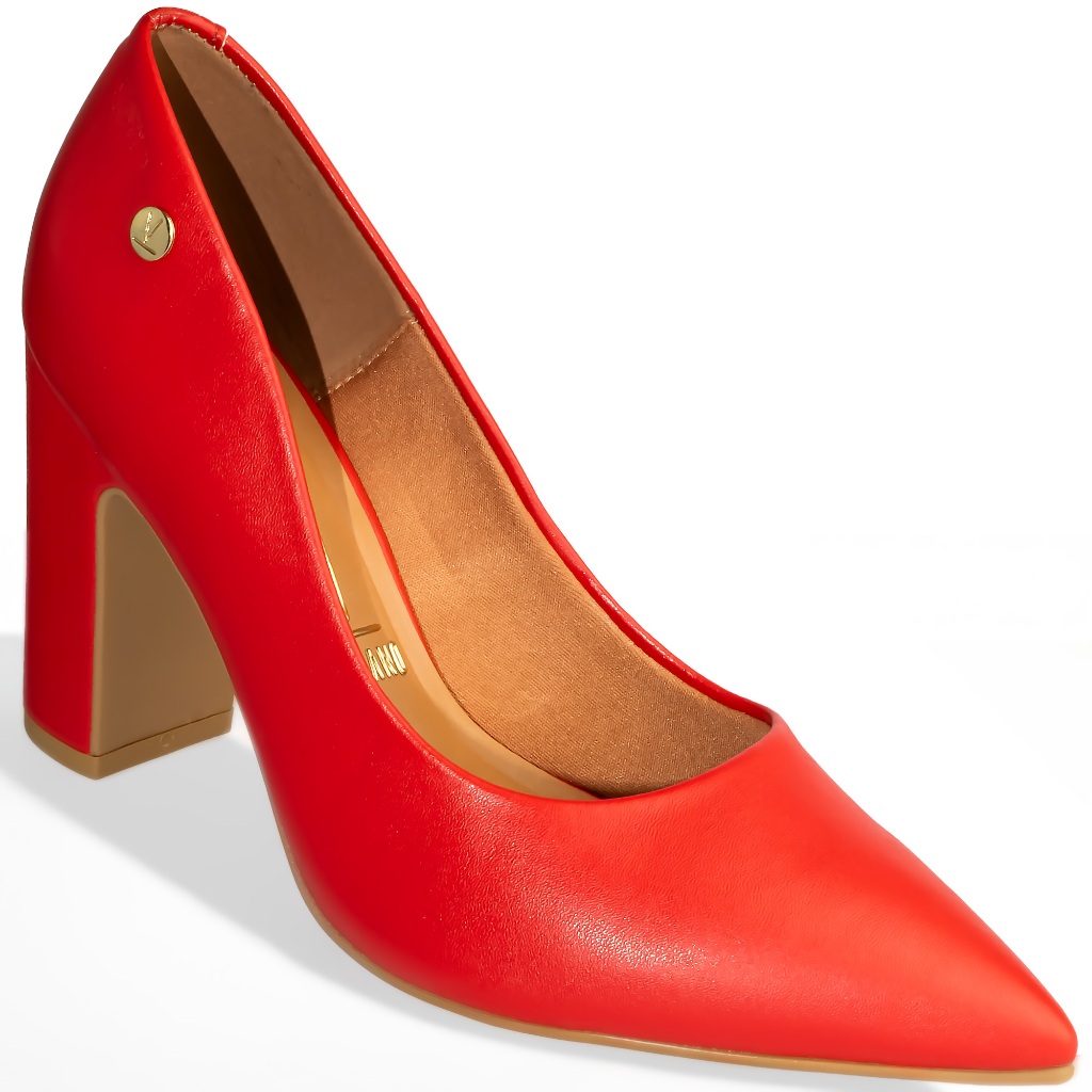 Sapato Scarpin Vizzano Salto Alto Bloco Confortável 1285 Vermelho em Oferta na Shopee