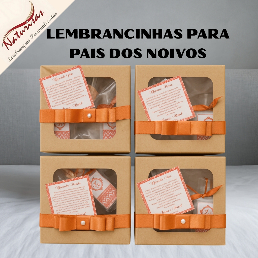 4 Caixa kraft Para Padrinhos Com Convite Personalizado  lembrancinha casamento Kit Presente Exclusivo