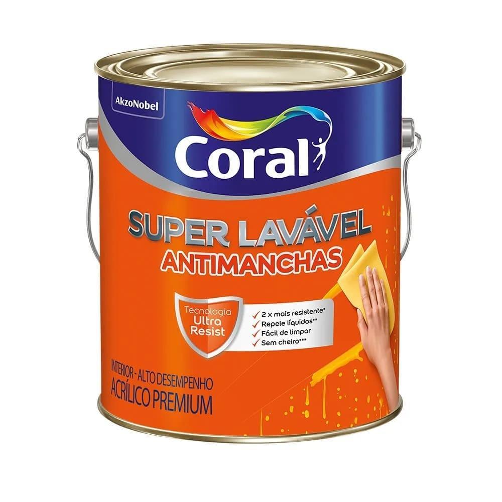 Tinta Semiacetinada Coral Superlavável Antimanchas 3,6L