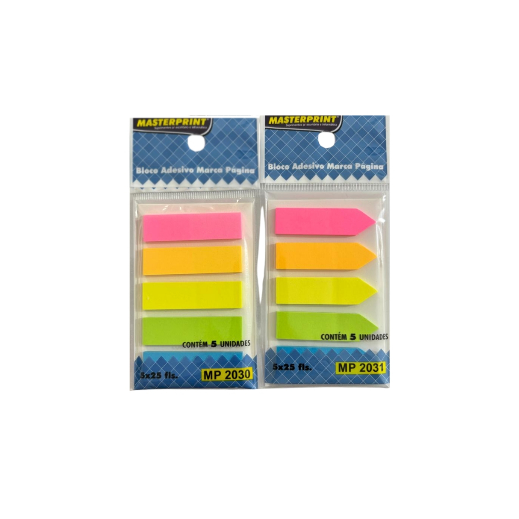Kit C/ 02 Blocos Adesivos Marcadores de Página Seta e Reto - Masterprint