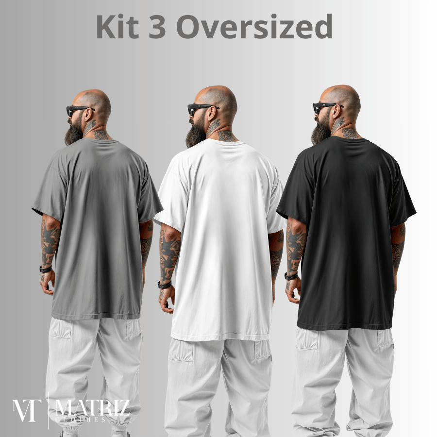 Camiseta Oversized Maculina Kit 3 Camisetas Lisa Urbana Algodão Premium em Oferta na Shopee