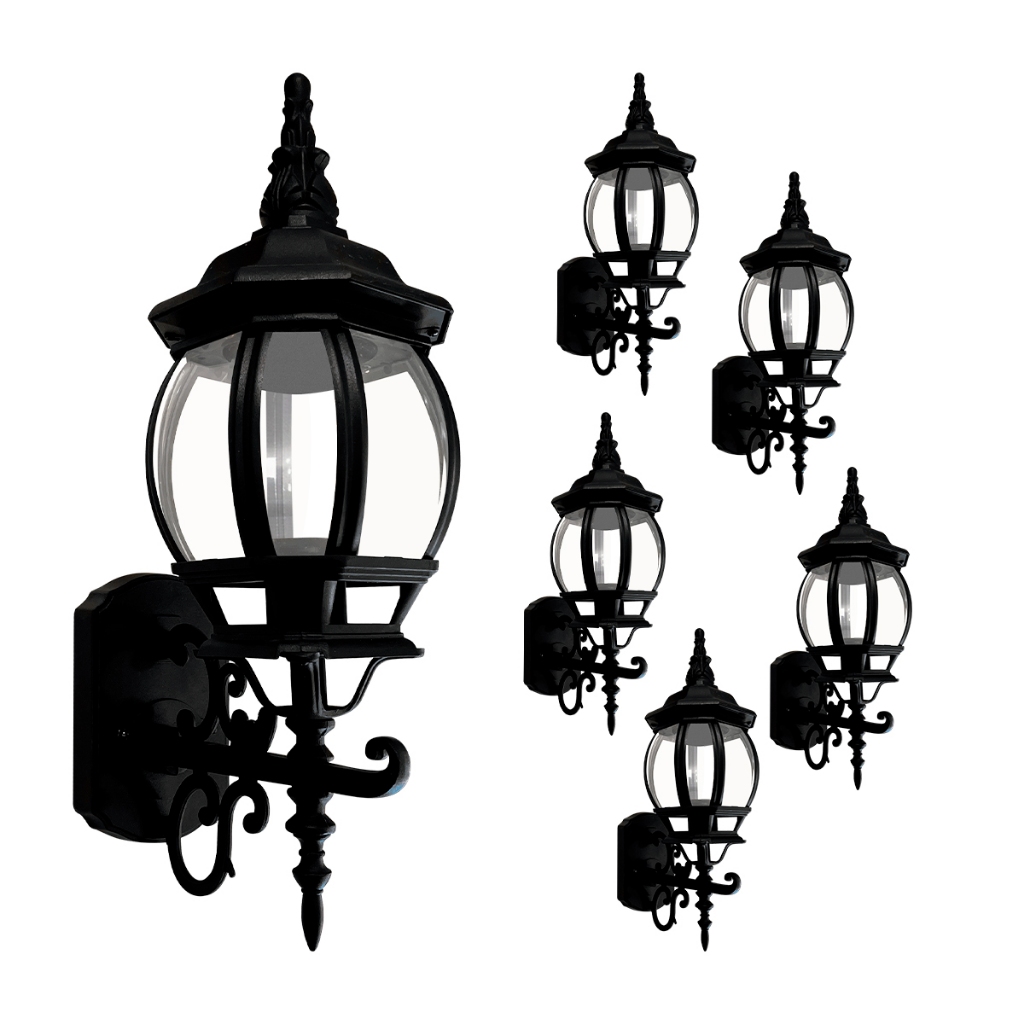 💡 Kit 6 Arandelas Colonial Preto 8 Faces – Externo/Interno Ponente 🏡 em Oferta na Shopee