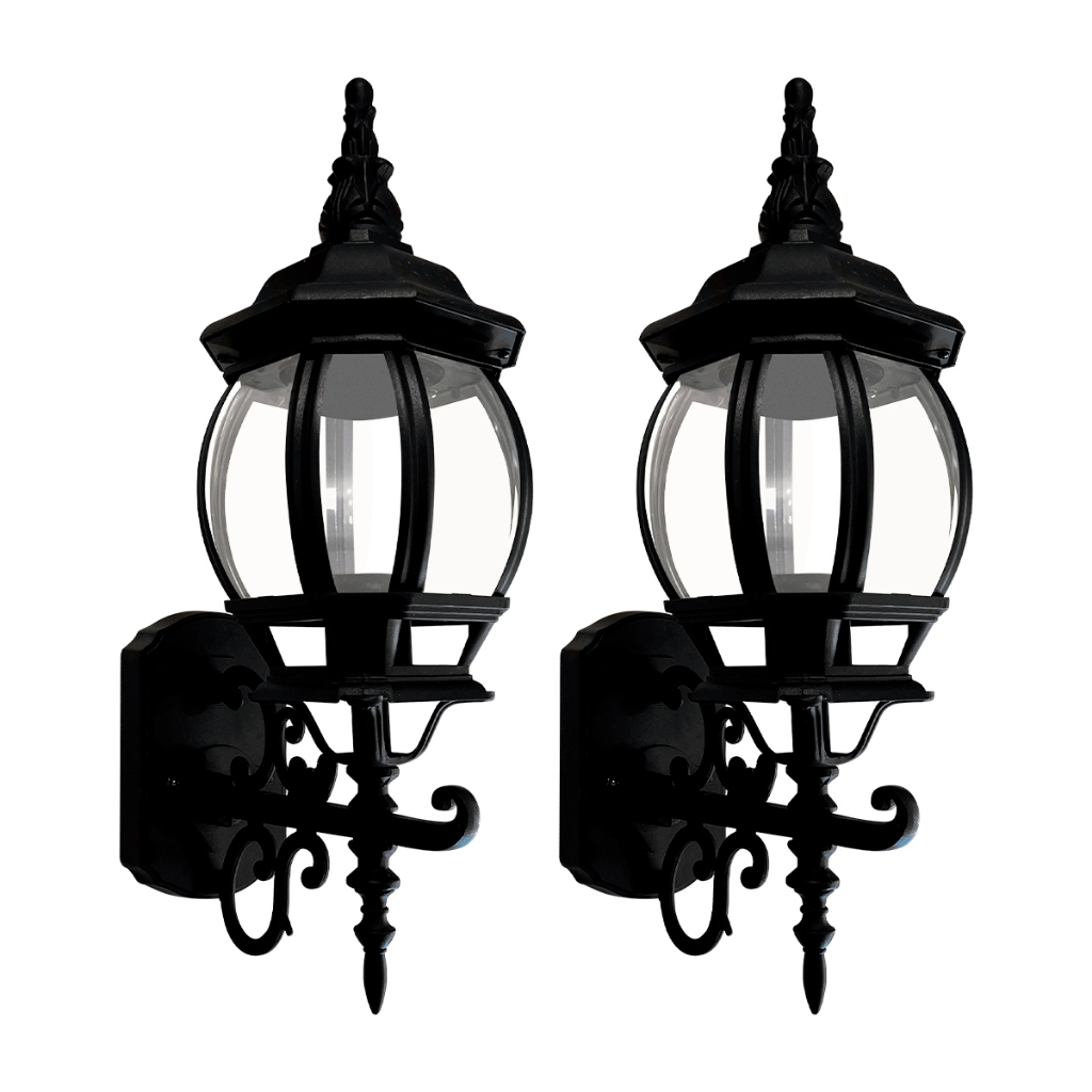 💡✨ KIT 2 Arandelas Colonial Preto 8 Faces – Alumínio e Vidro Ponente em Oferta na Shopee