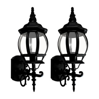 💡✨ KIT 2 Arandelas Colonial Preto 8 Faces – Alumínio e Vidro Ponente