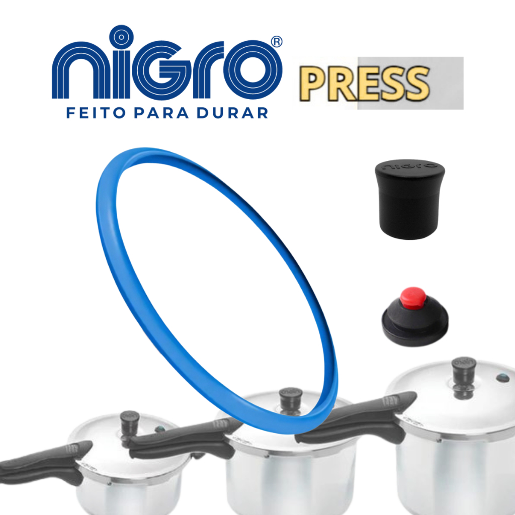 Borracha + Pino + Valvula Kit 3Pç Reparo Nigro Press 3, 4.5  e 6L Panela Pressao
