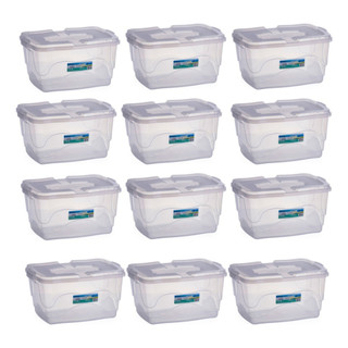 Kit 12 Caixas Container Organizadoras 20L Transparente de Plástico Para Brinquedos Livros Fotos Sapatos