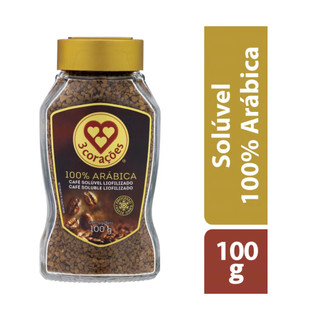 Café Liofilizado Instantâneo 100% Arábica 3 Corações Solúvel