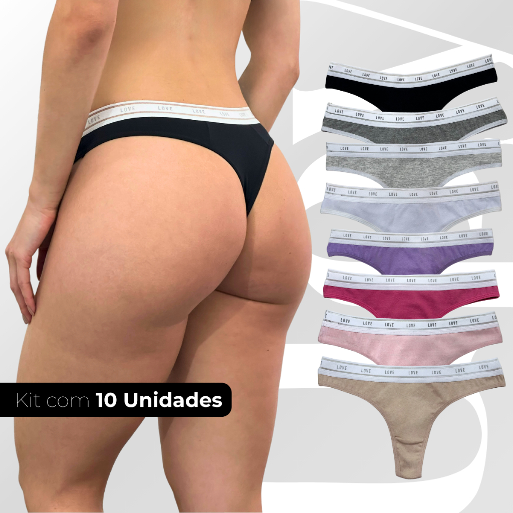 Kit 10 Calcinhas Algodão Fio Dental Básica Confortável Dia a Dia em Oferta na Shopee