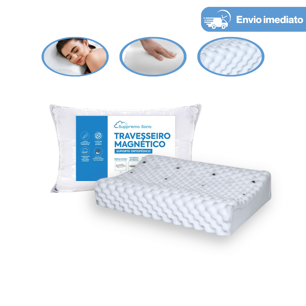 Travesseiro CERVICAL Ortopédico Magnetico com Infravermelho Terapêutico Pillow Anatômico Anti  ronco