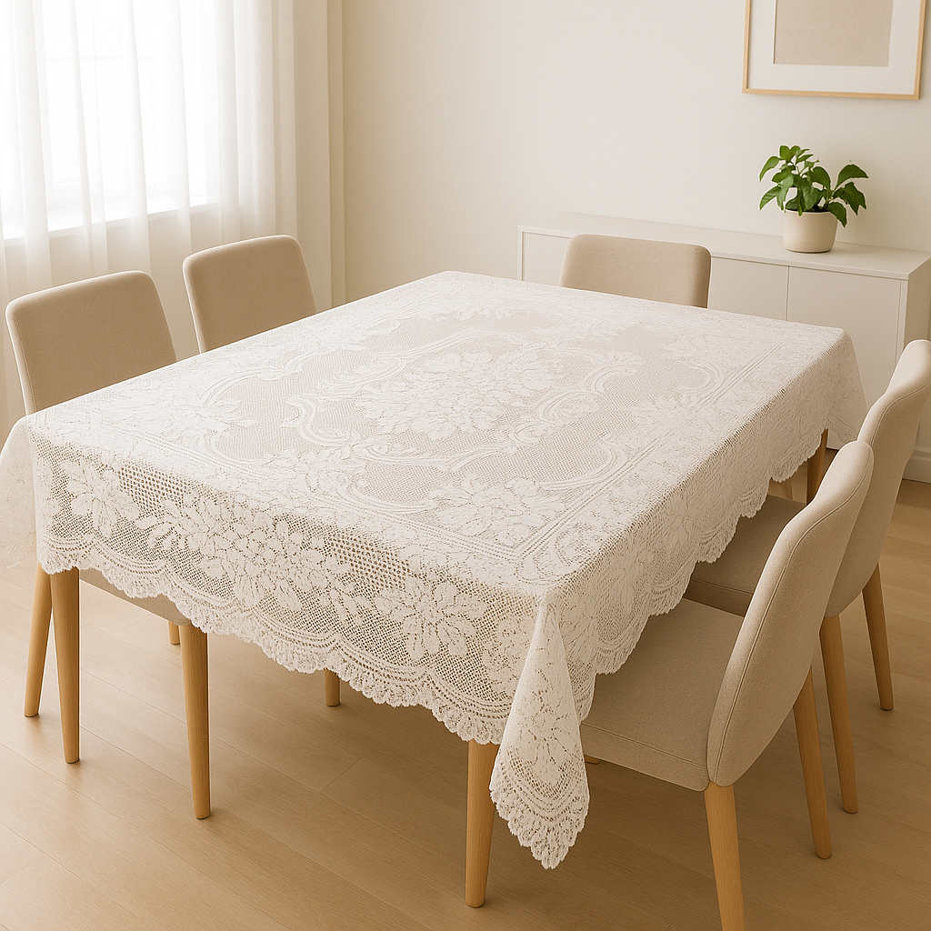 Toalha de Mesa de Renda Cozinha Floral Retângular 2,00x1,50 Elegante e Leve