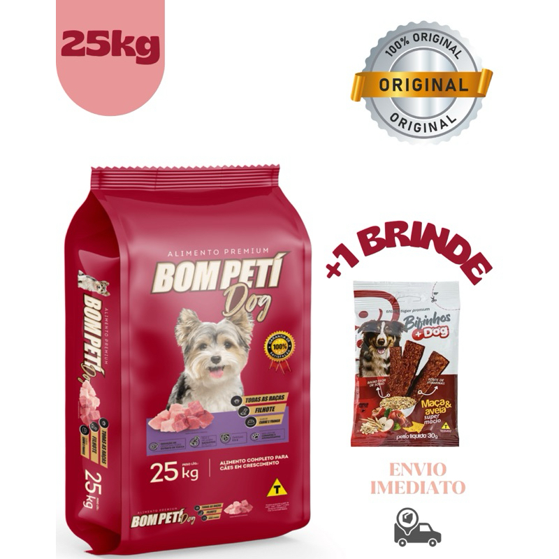 Ração Para Cães/Cachorro Premium BomPetí Filhote Carne e Frango 25kg (2685)