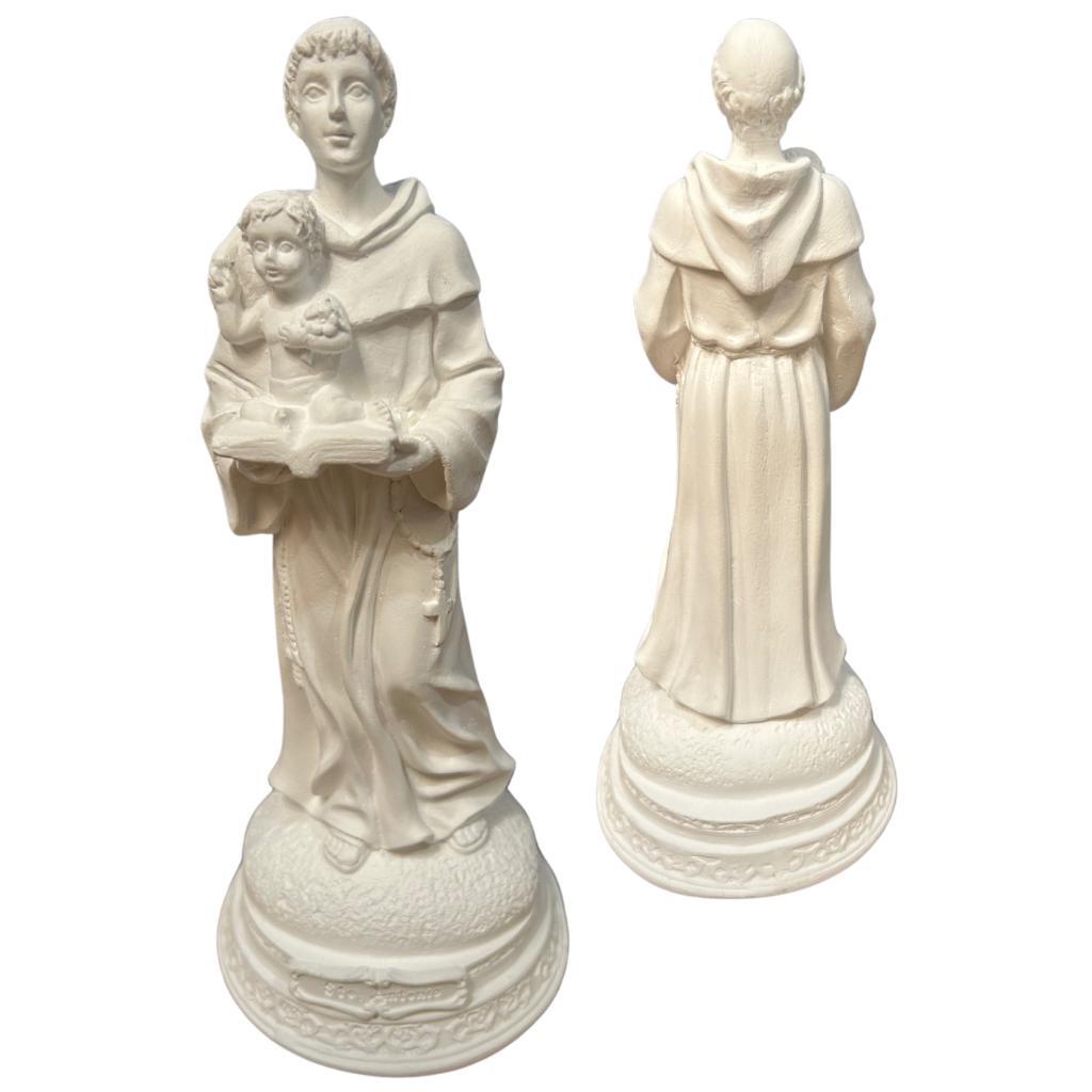 Santo Antônio Em Gesso Cru 22cm Em Gesso Cru